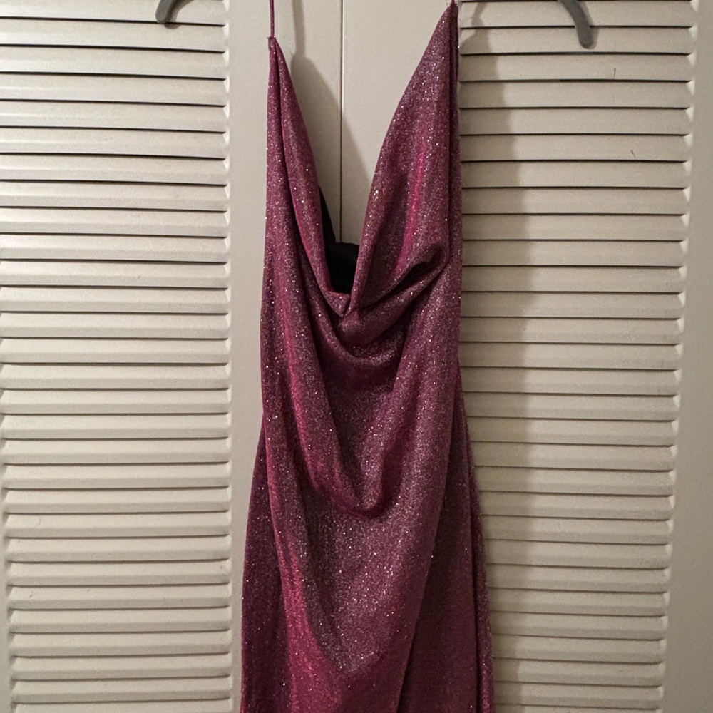 SHEIN Sparkling Pink Backless Dress